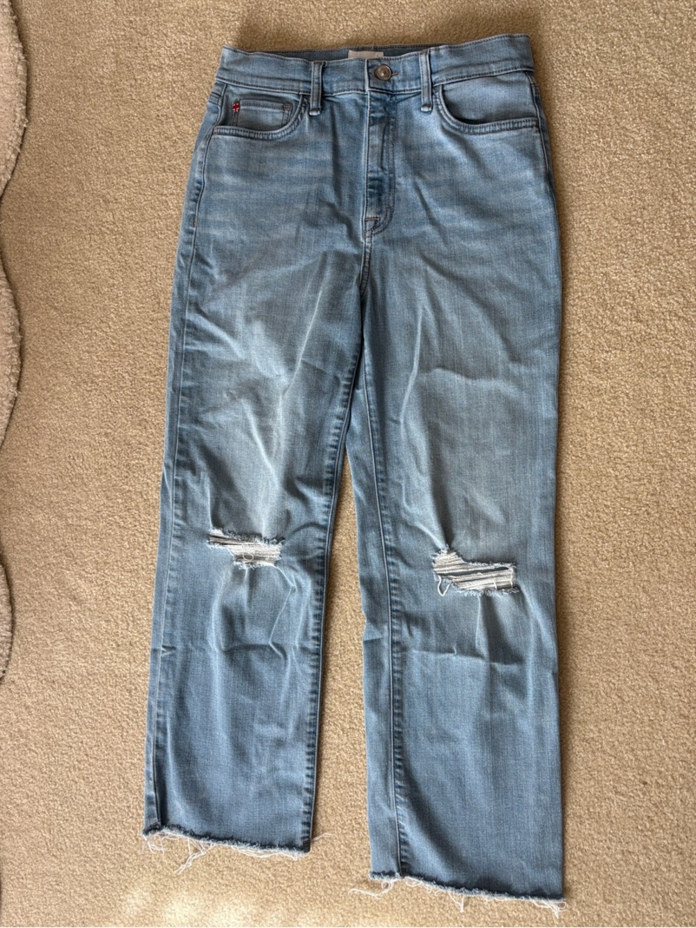 Hudson NOA Light Wash Straight-Leg Women’s Jeans with Knee Distressing